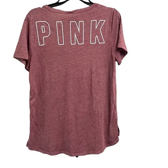 PINK By Victorias Secret Tissue Tee V-Neck Logo Size Large Short Sleeve Shirt - Picture 1 of 3